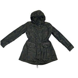 Michael Kors Coat Womens Large Green Camouflage Hooded Full Zip Snaps‎